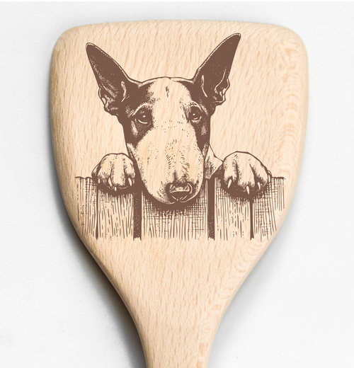 Bull Terrier Peeking Over Fence Spatula