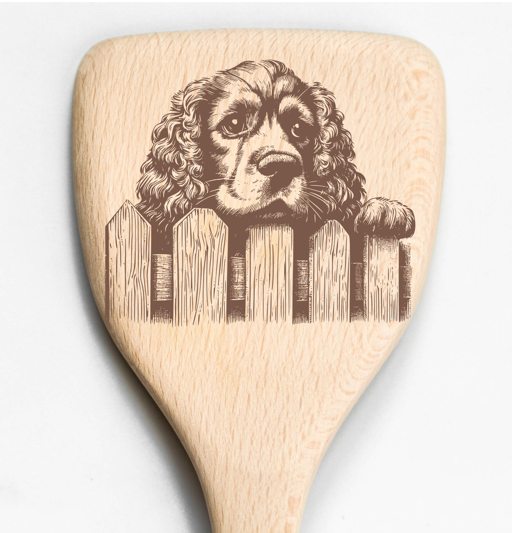 Cocker Spaniel Peeking Over Fence Spatula