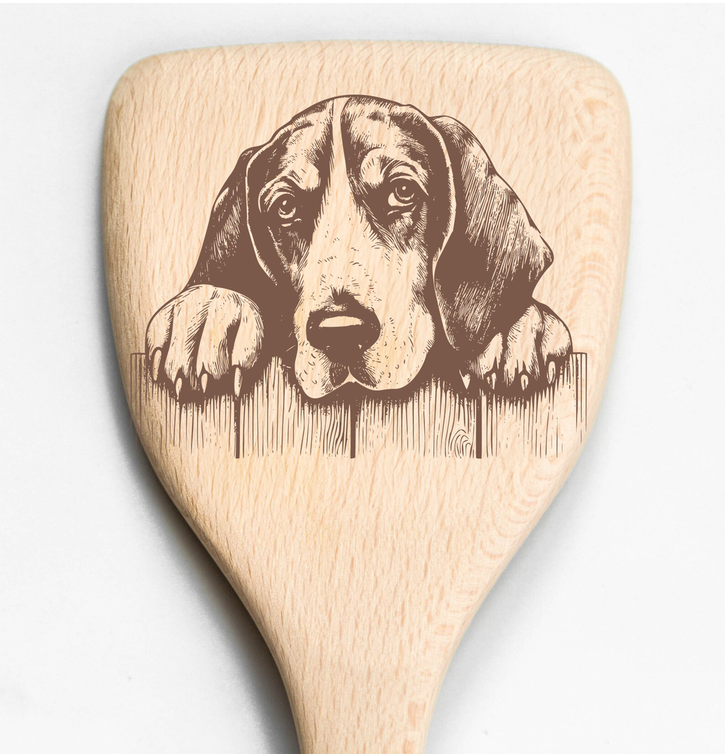 Coonhound Peeking Over Fence Spatula