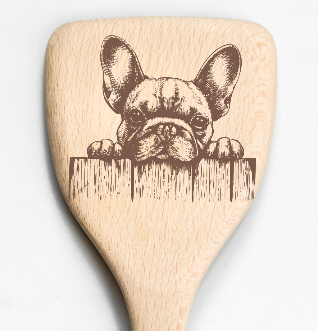 French Bulldog Peeking Over Fence Spatula