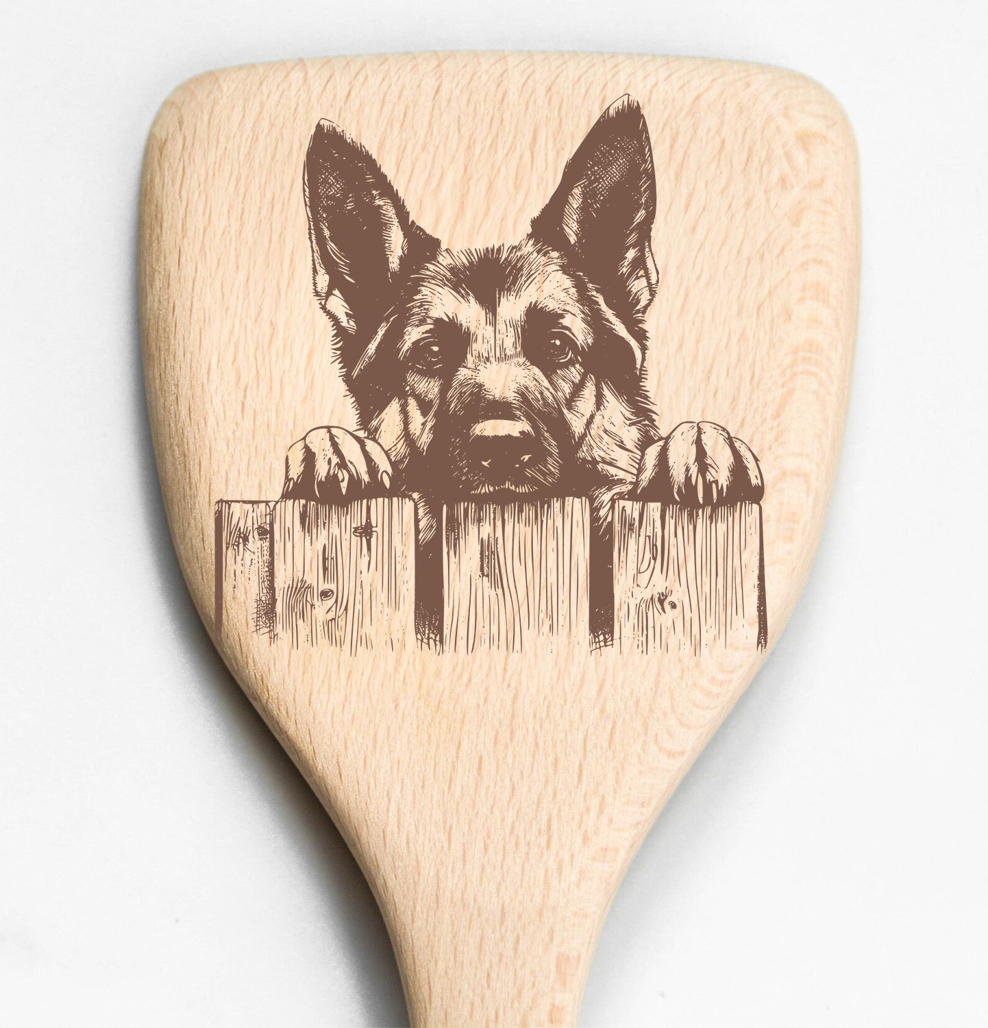 German Shepherd Peeking Over Fence Spatula