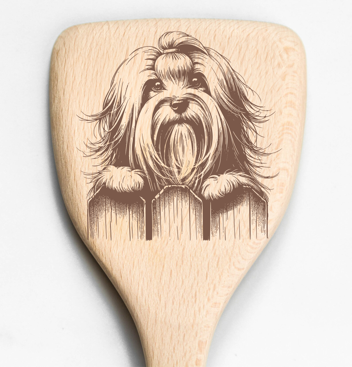Havanese Bowtie Dog Peeking Over Fence Spatula