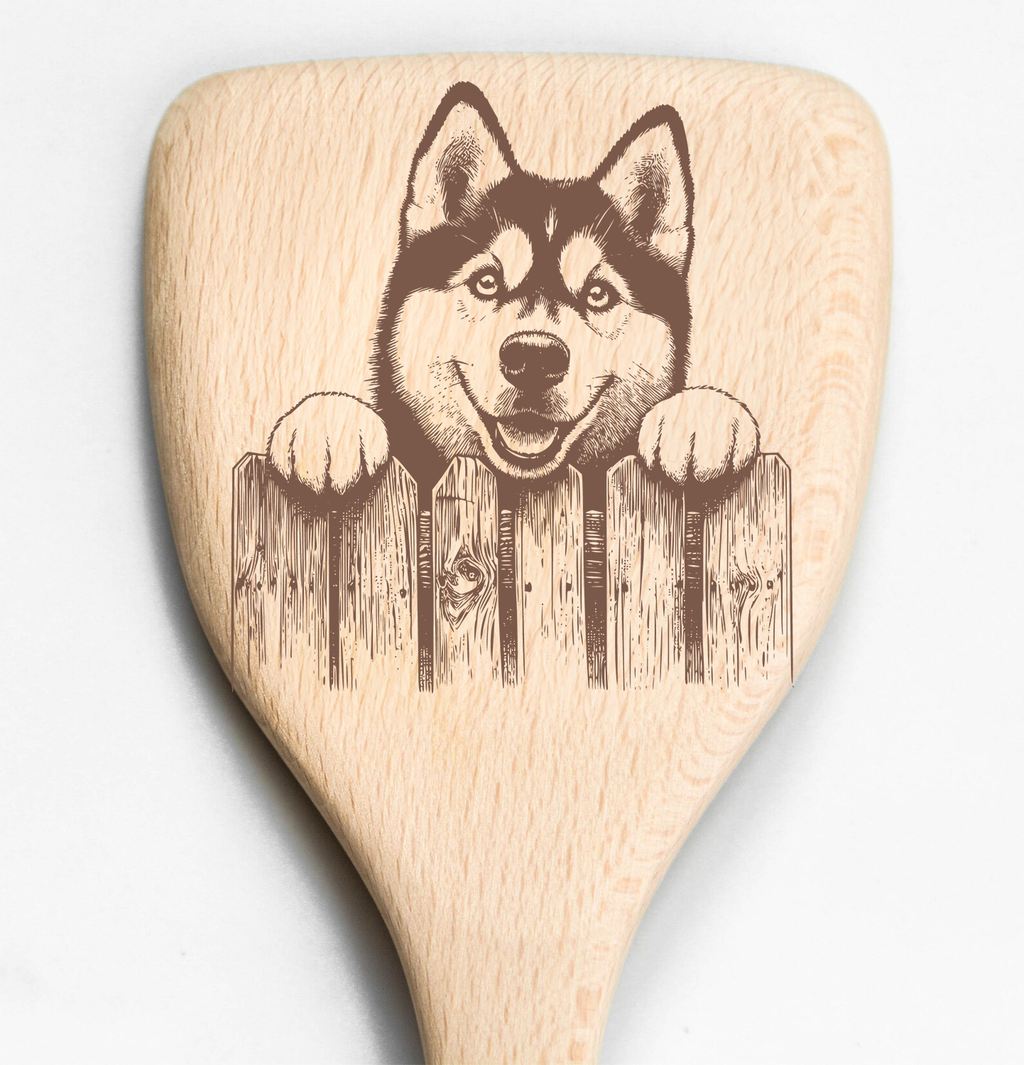 Husky Peeking Over Fence Spatula