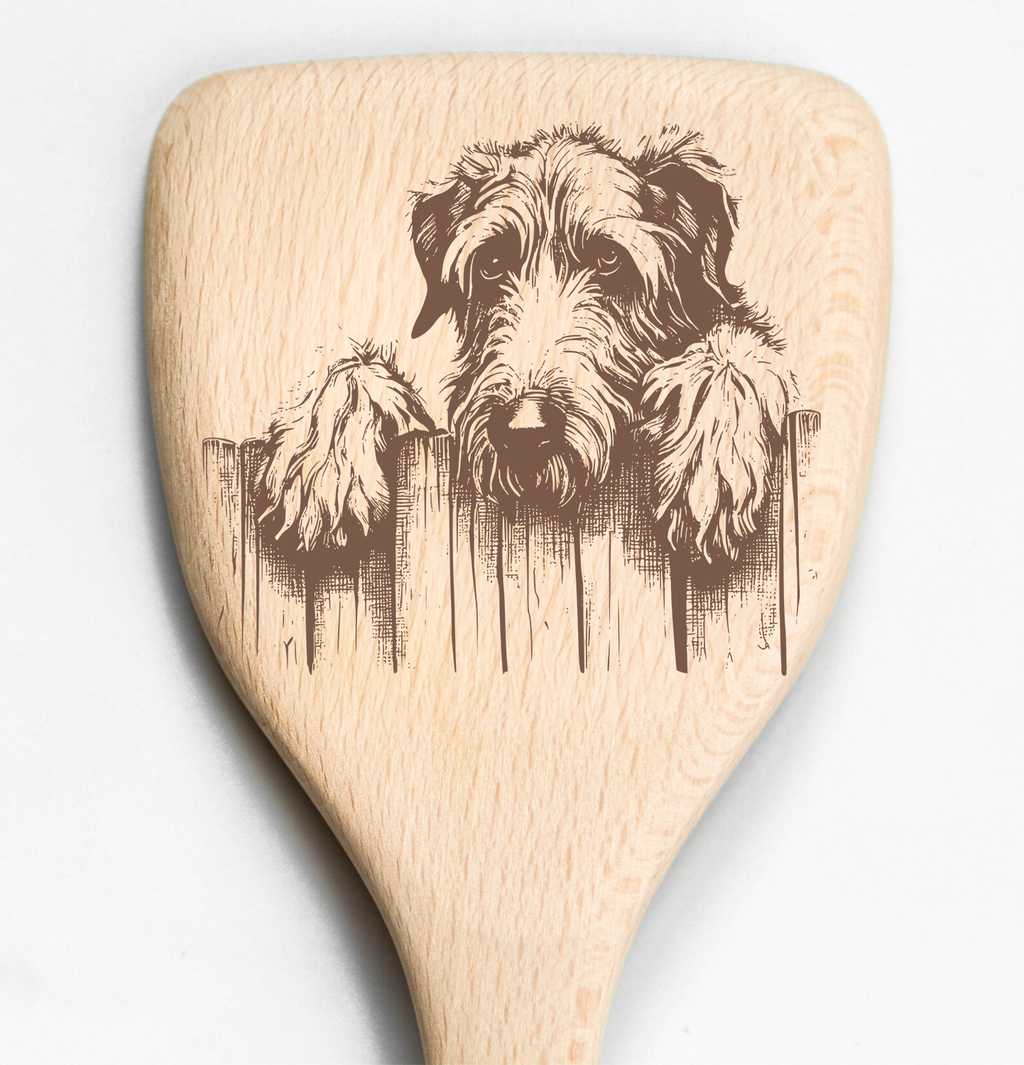 Irish Wolfhound Peeking Over Fence Spatula