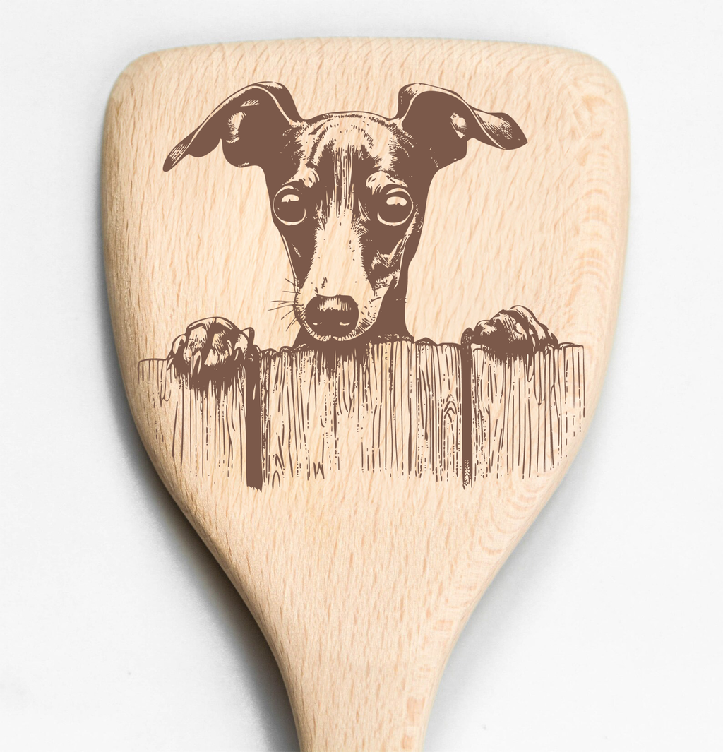 Italian Greyhound Peeking Over Fence Spatula