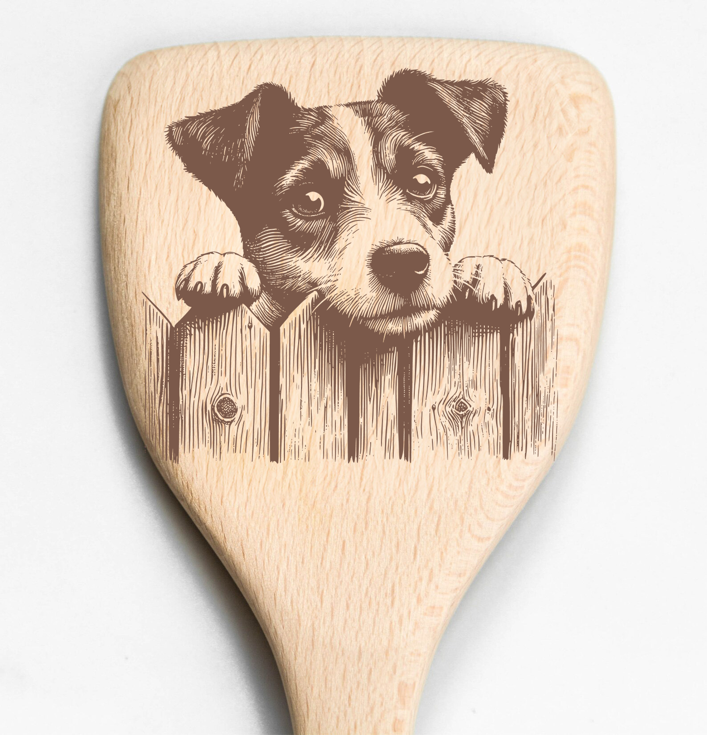 Jack Russell Peeking Over Fence Spatula