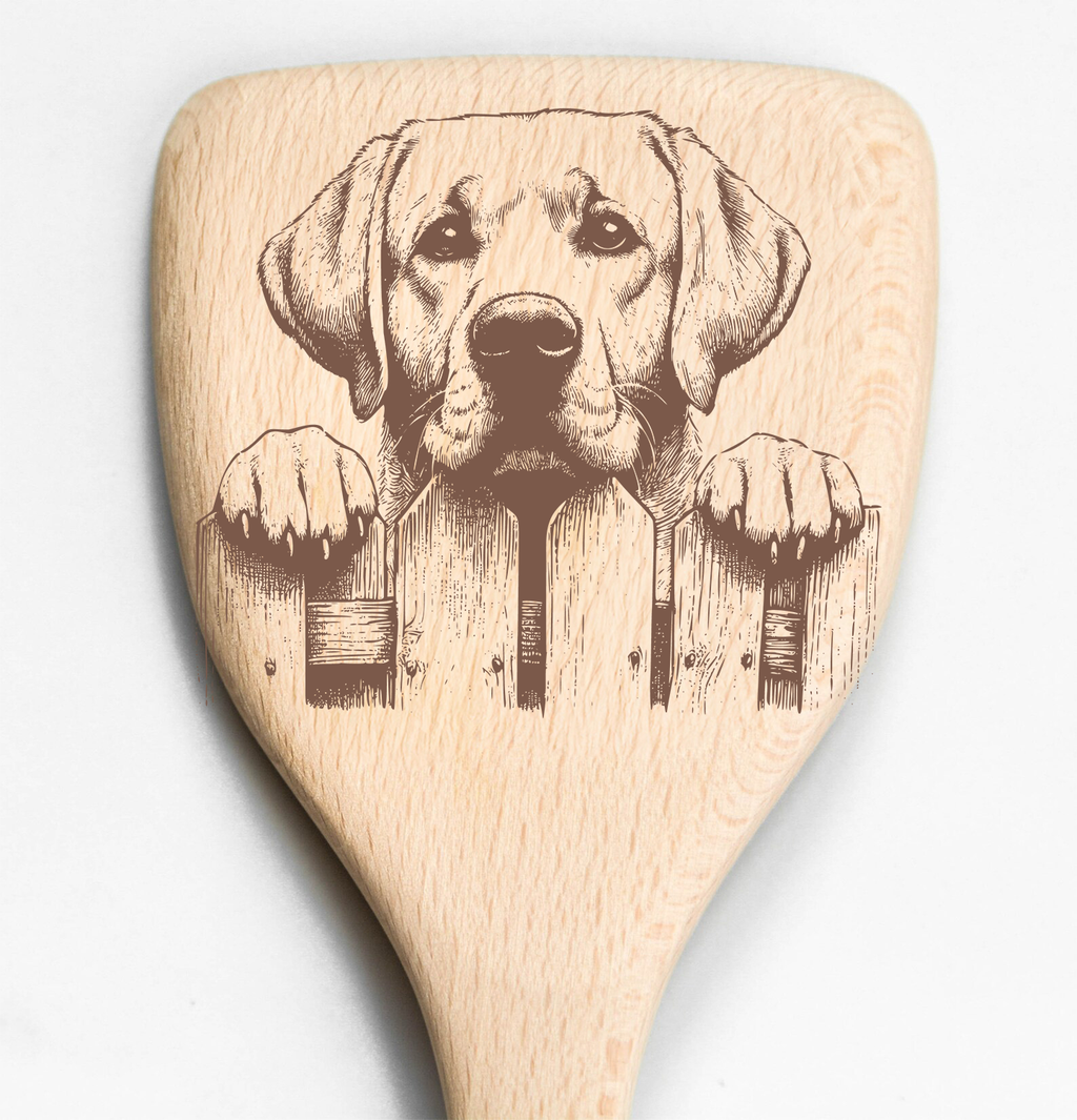 Yellow Labrador Peeking Over Fence Spatula