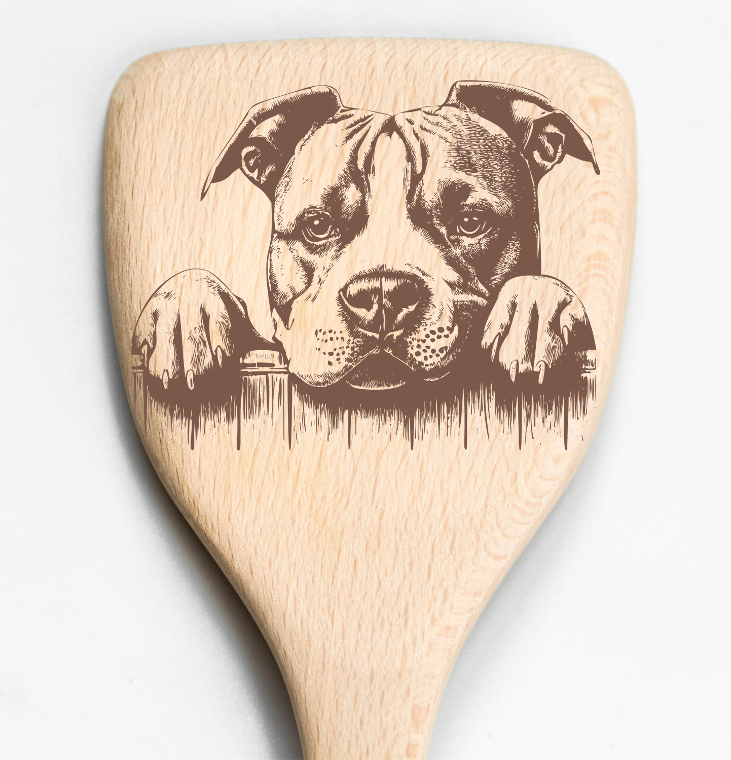 Pitbull Peeking Over Fence Spatula