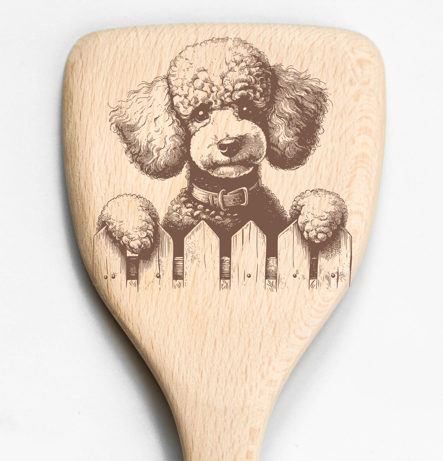 Poodle Peeking Over Fence Spatula