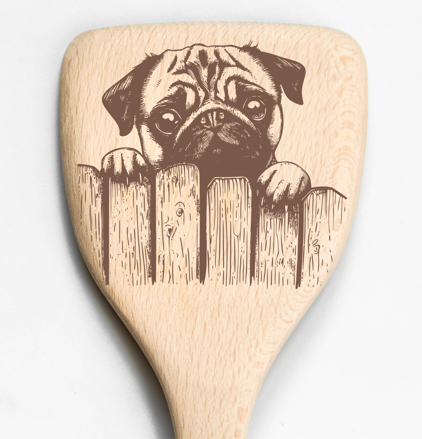 Pug Peeking Over Fence Spatula