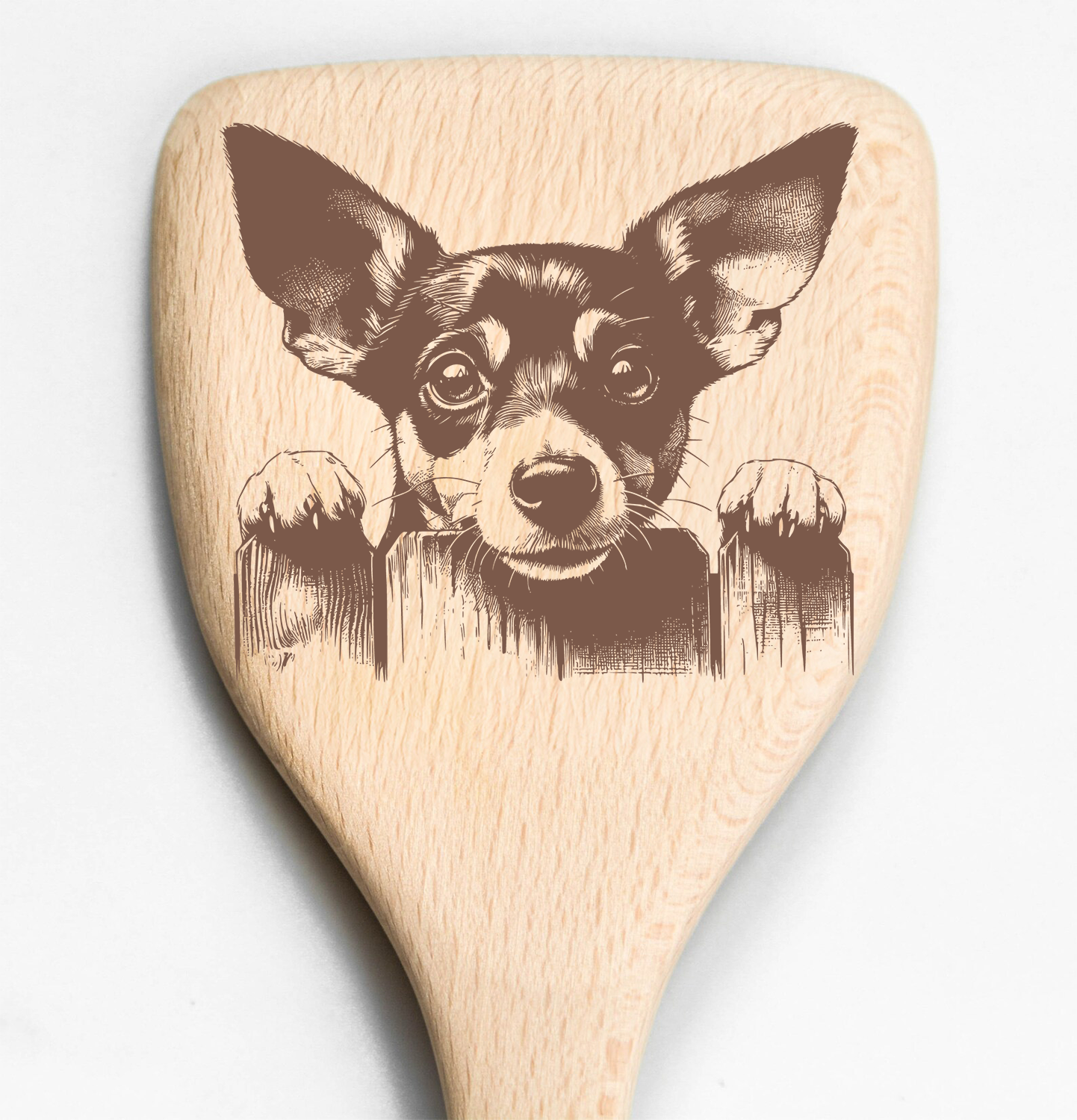 Rat Terrier Peeking Over Fence Spatula