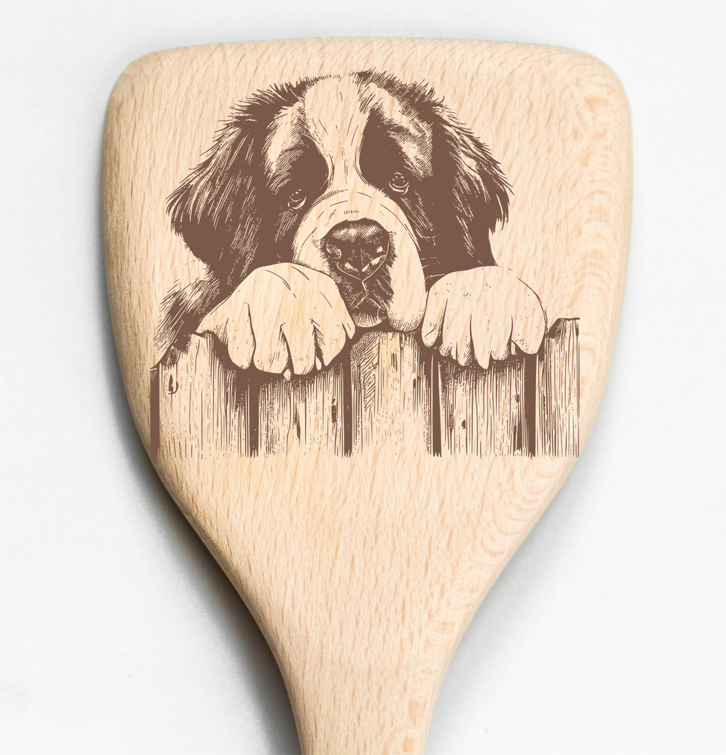 Saint Bernard Peeking Over Fence Spatula