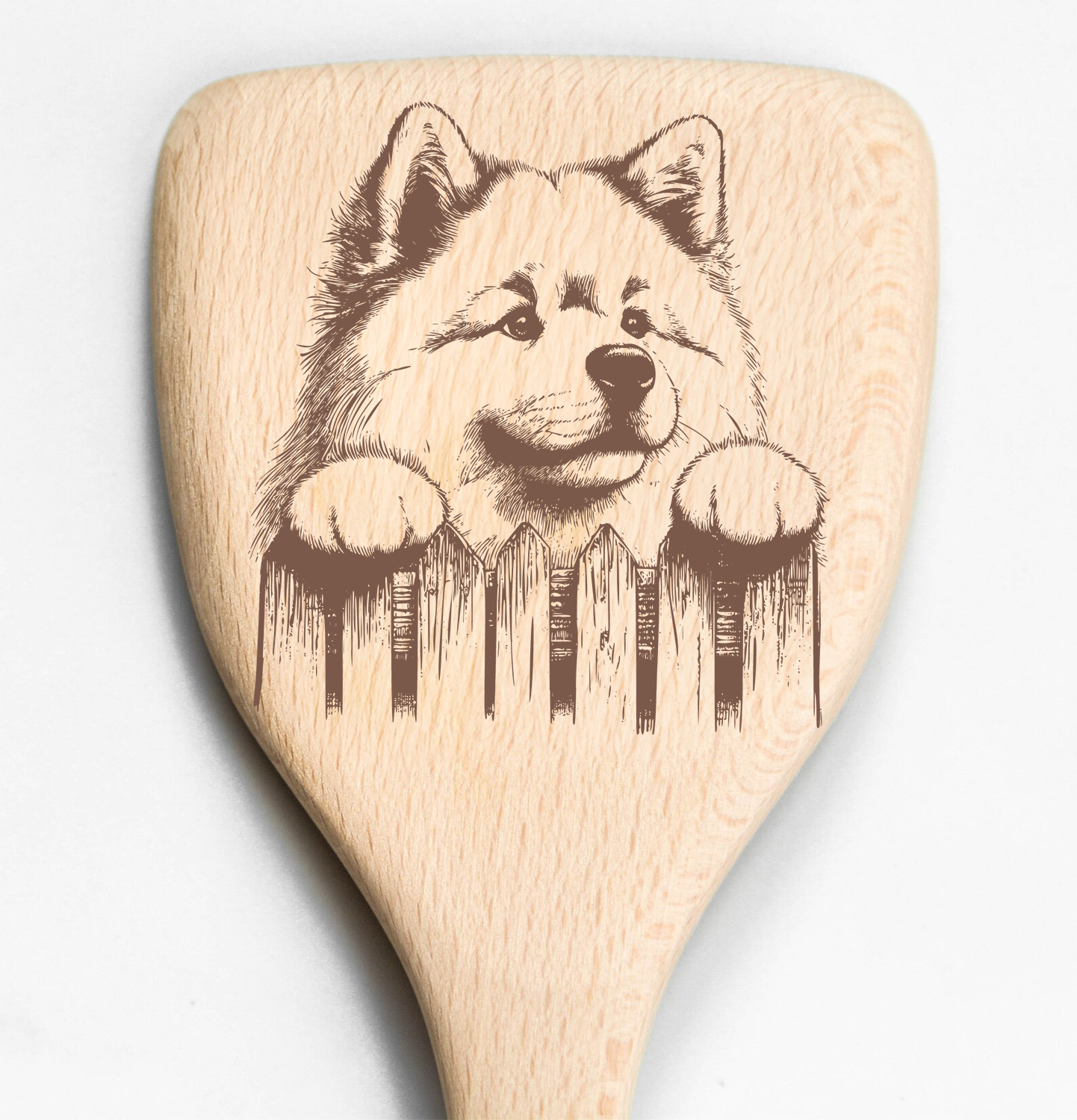 Samoyed Peeking Over Fence Spatula