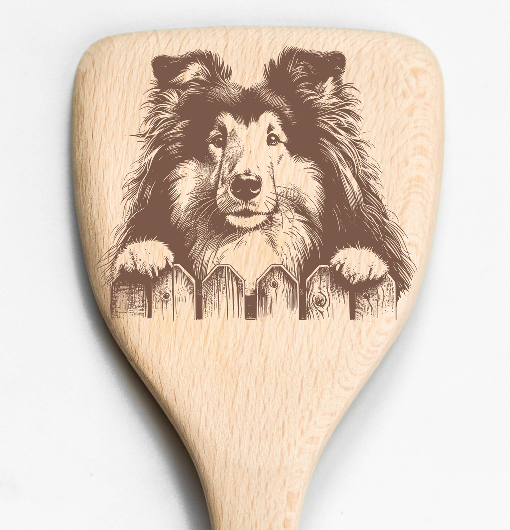 Shetland Sheepdog Peeking Over Fence Spatula