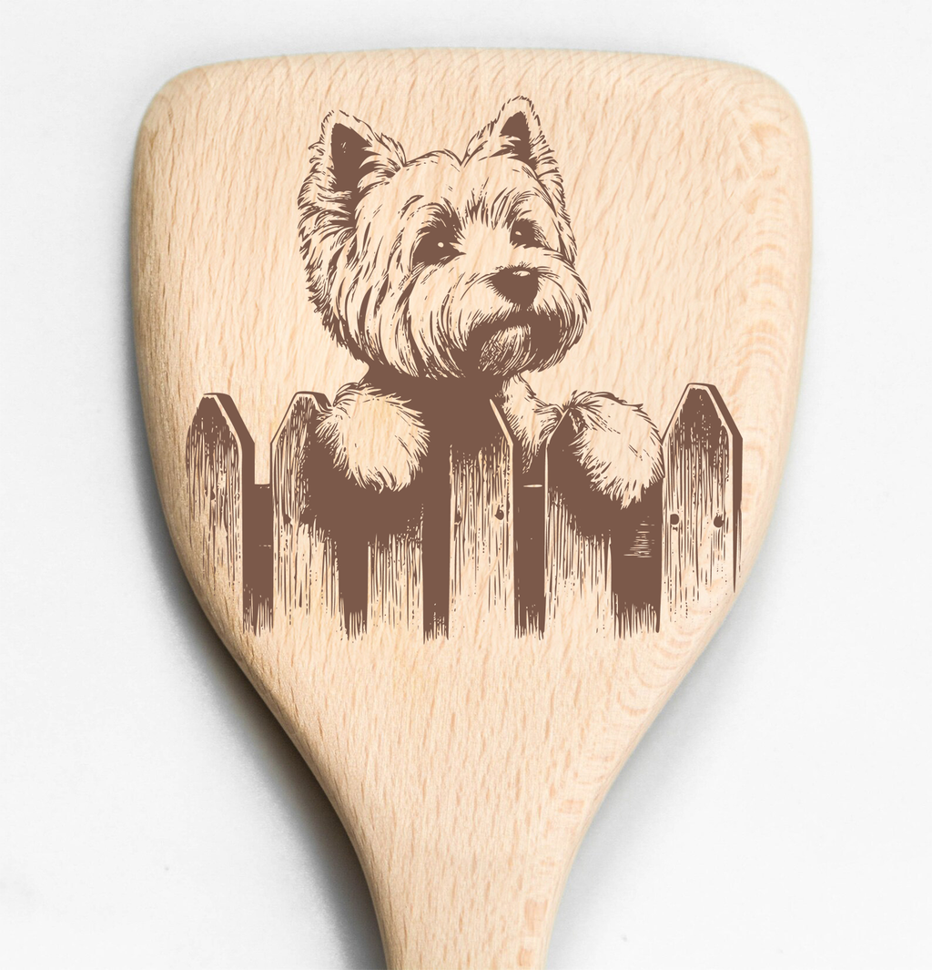 West Highland Terrier Westie Peeking Over Fence Spatula