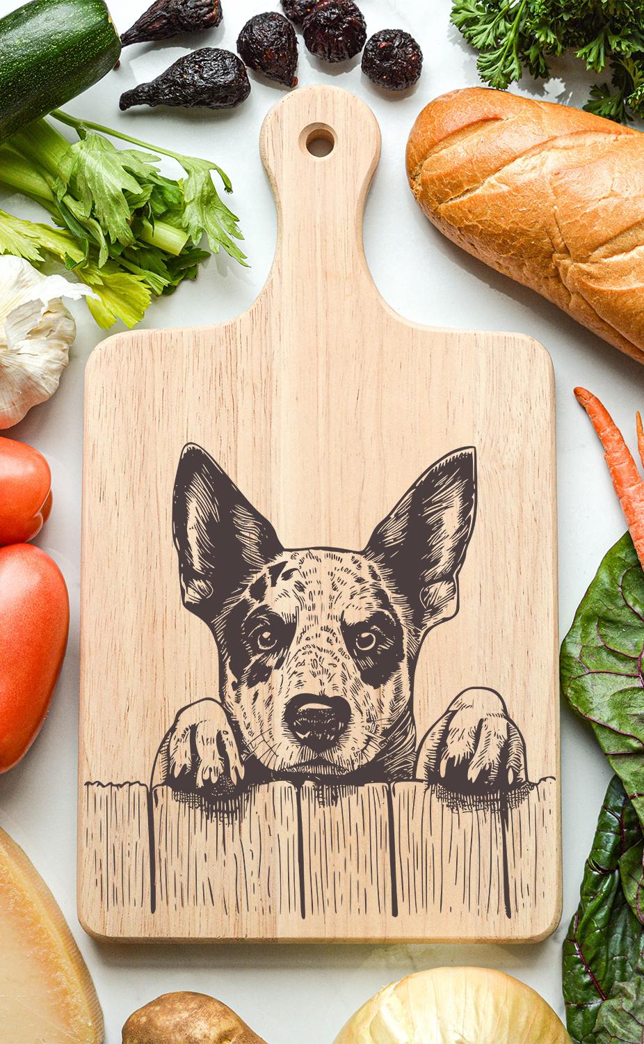 Blue Heeler Cattle Dog Cutting Cheese Board