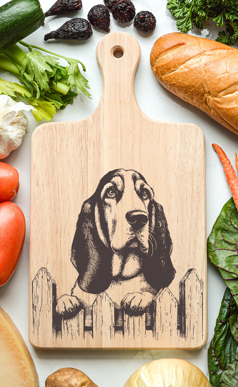 Basset Hound Cutting Cheese Board