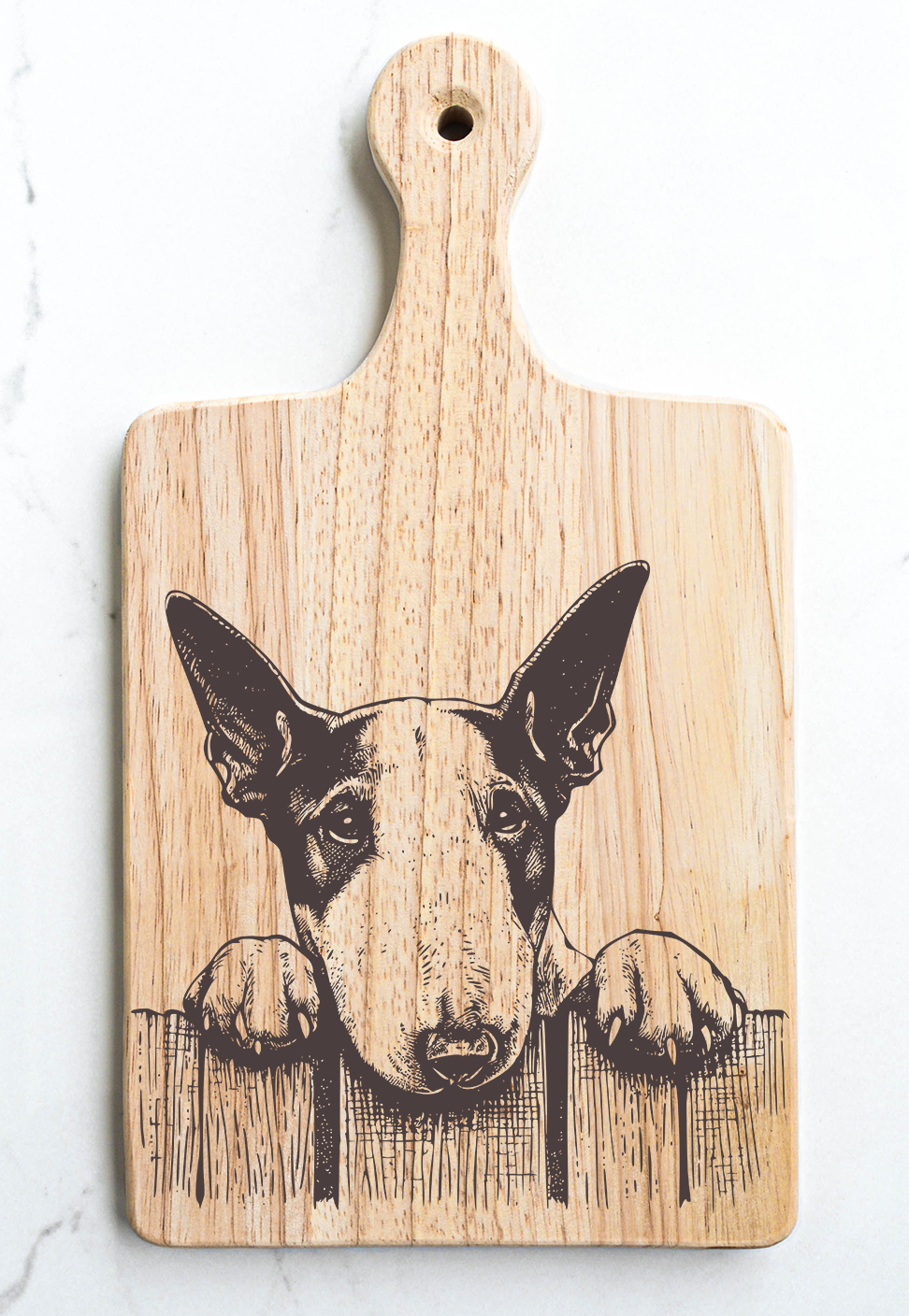 Bull Terrier Cutting Cheese Board