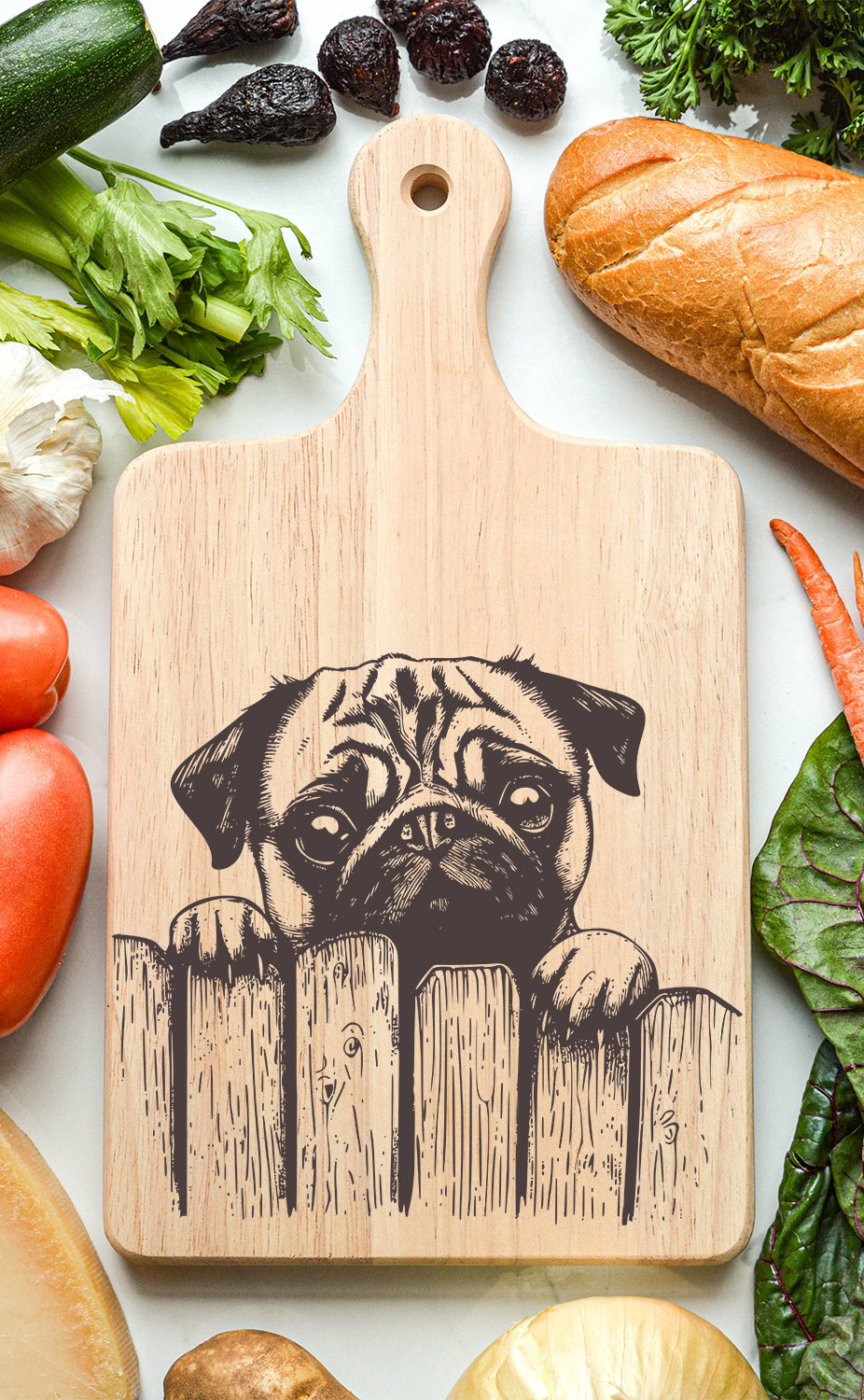 Pug Cutting Cheese Board