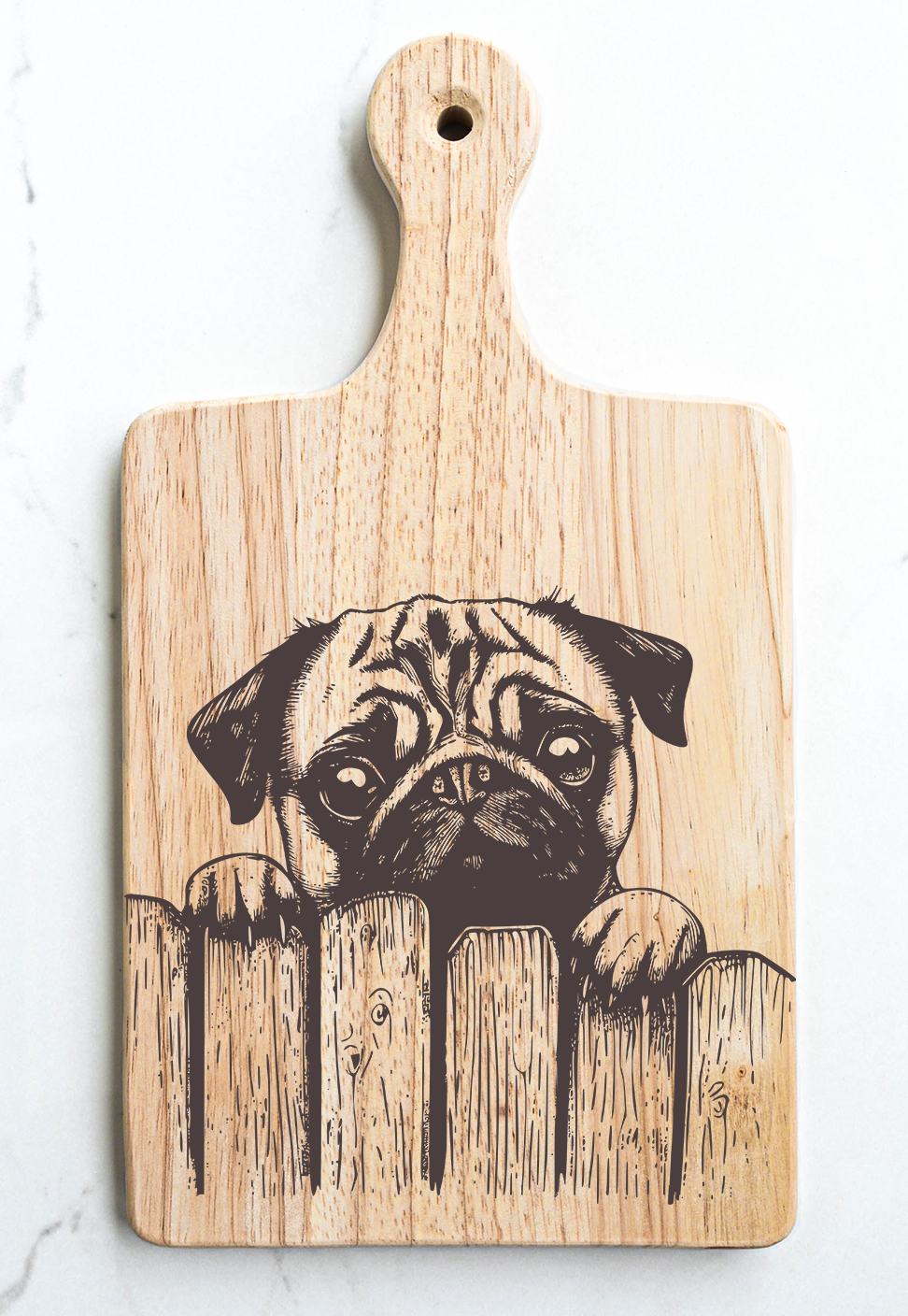 Pug Cutting Cheese Board