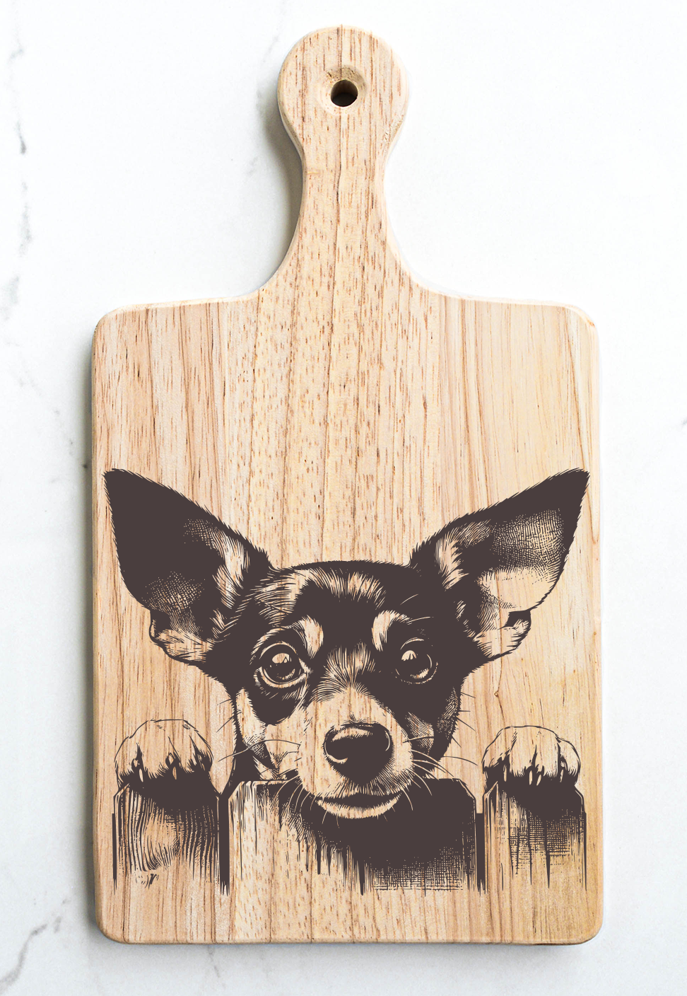 Rat Terrier Cutting Cheese Board