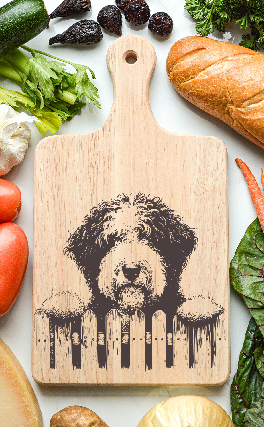 Old English Sheepdog Cutting Cheese Board