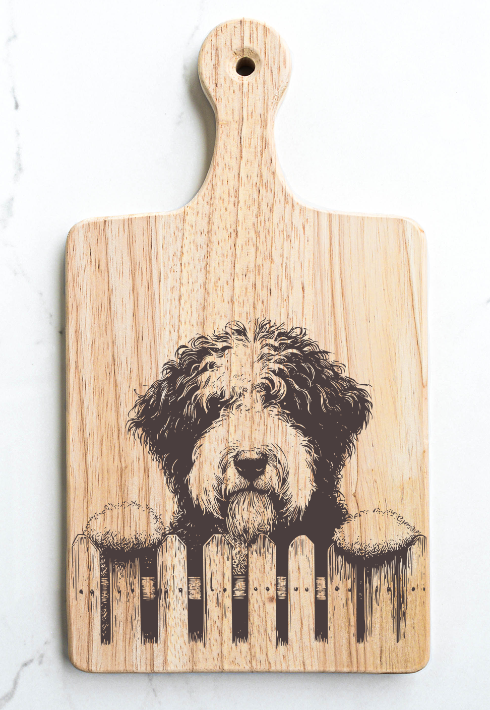 Old English Sheepdog Cutting Cheese Board