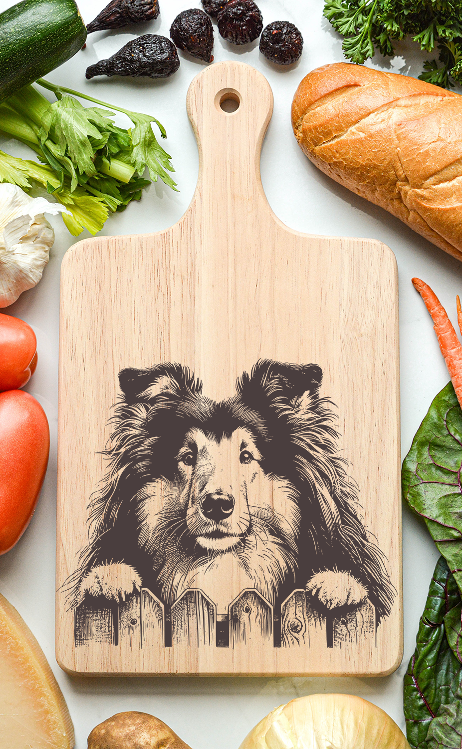 Shetland Sheepdog Cutting Cheese Board
