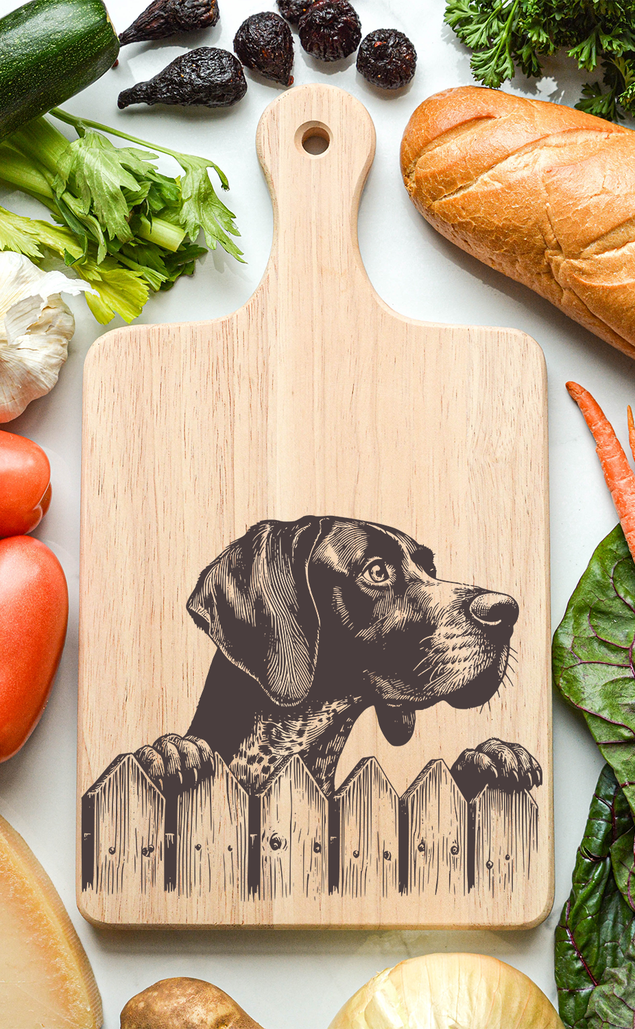 German Short Hair Pointer Cutting Cheese Board