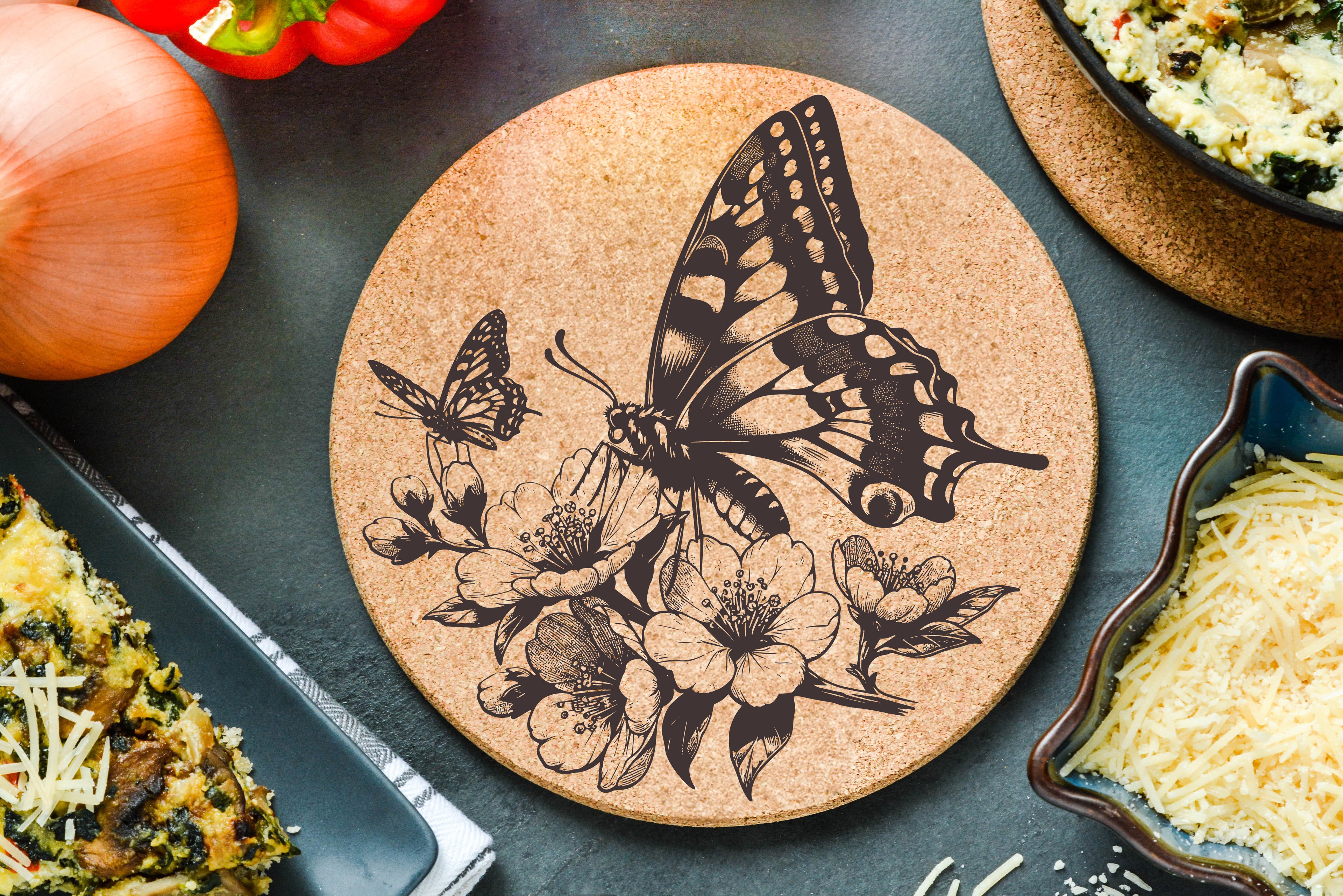 Butterfly Cherry Blossom Trivet