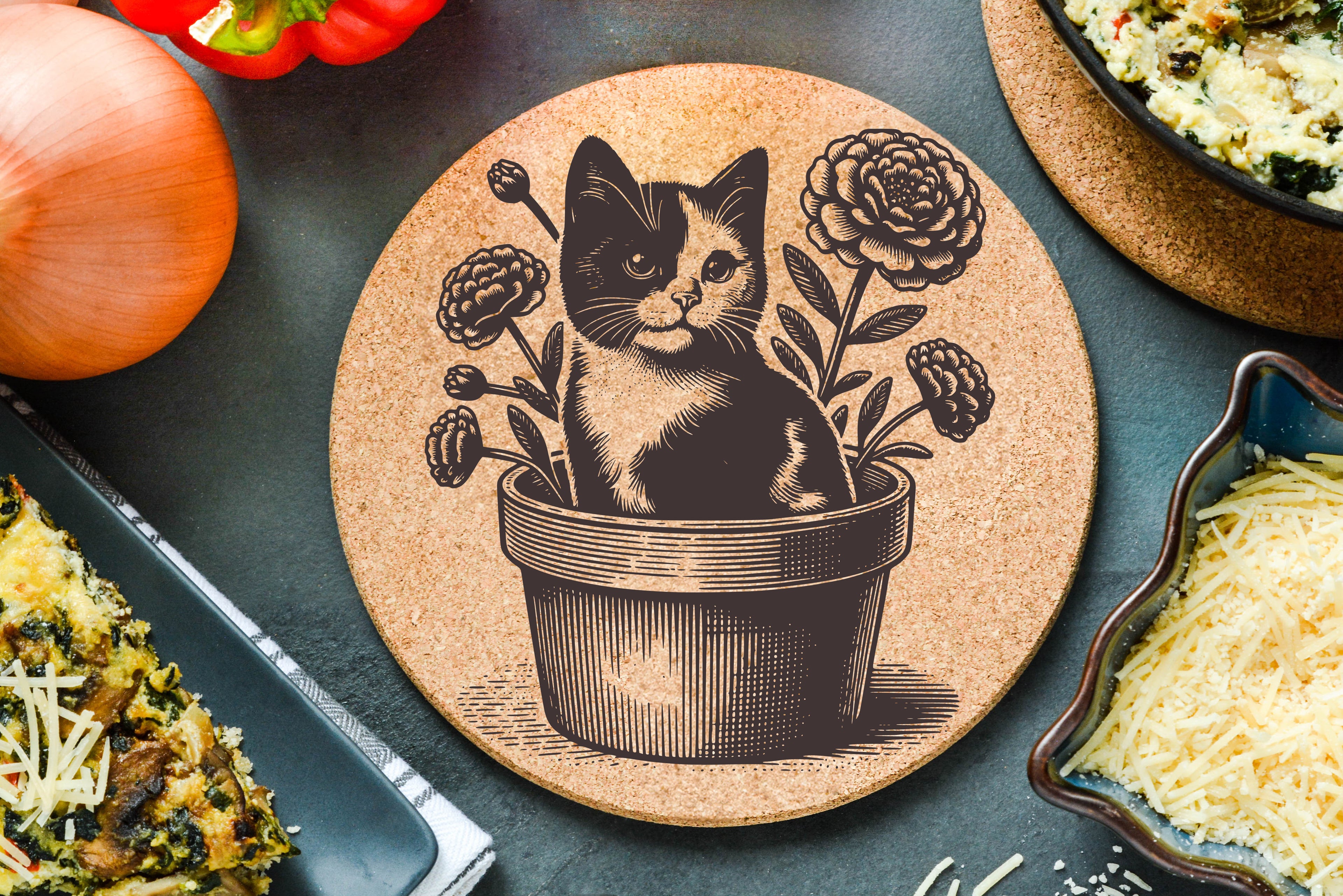 Flowerpot Kitten Trivet