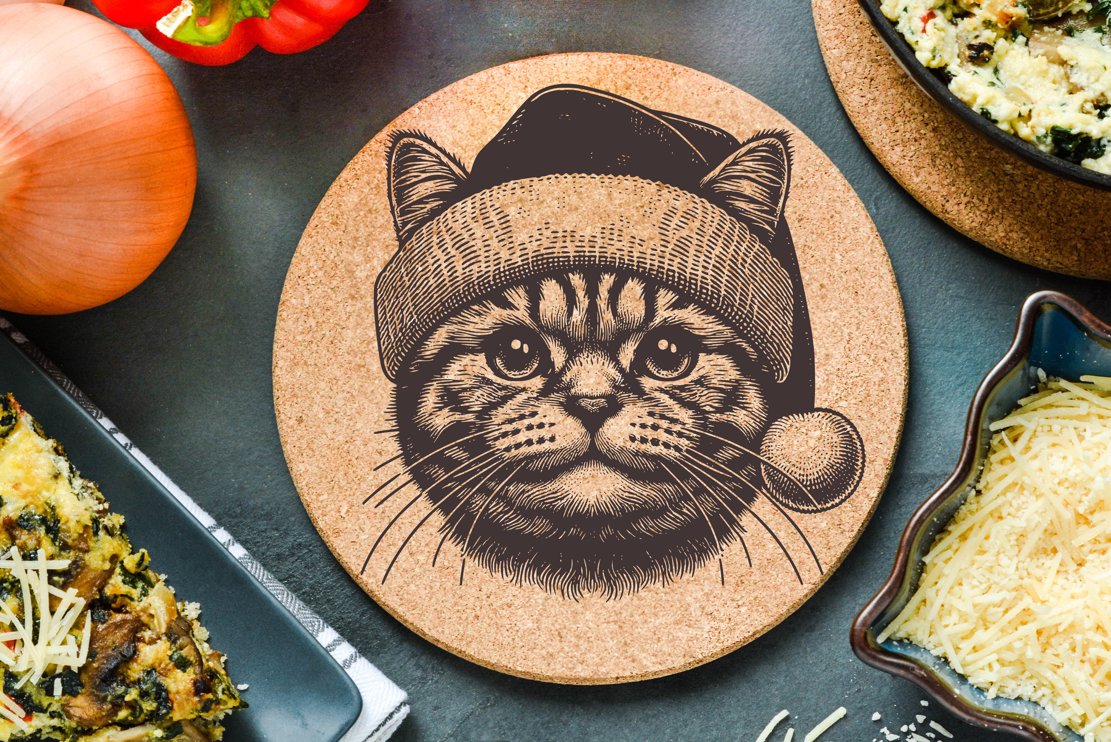 Cat Santa Hat Trivet