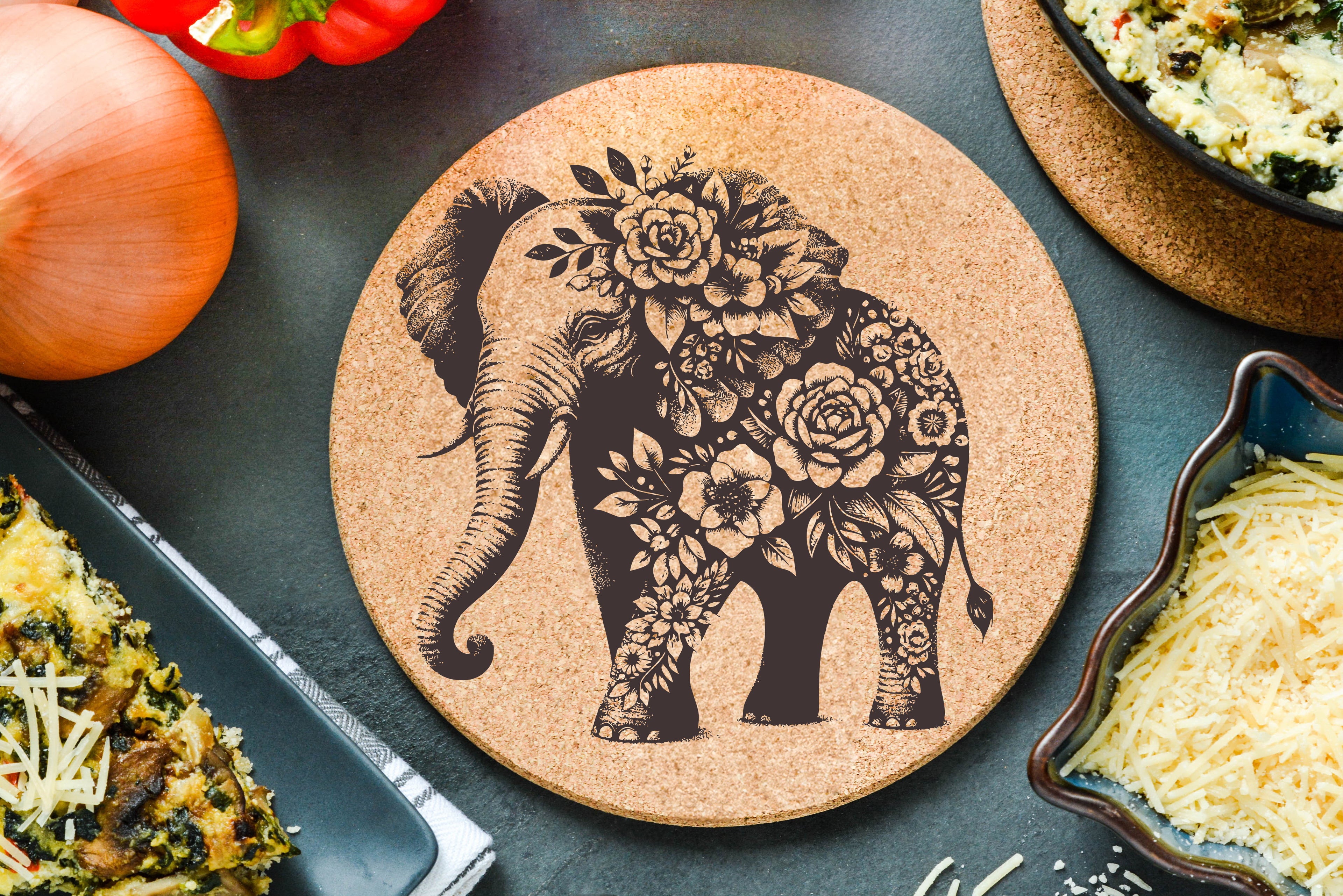 Floral Elephant Trivet