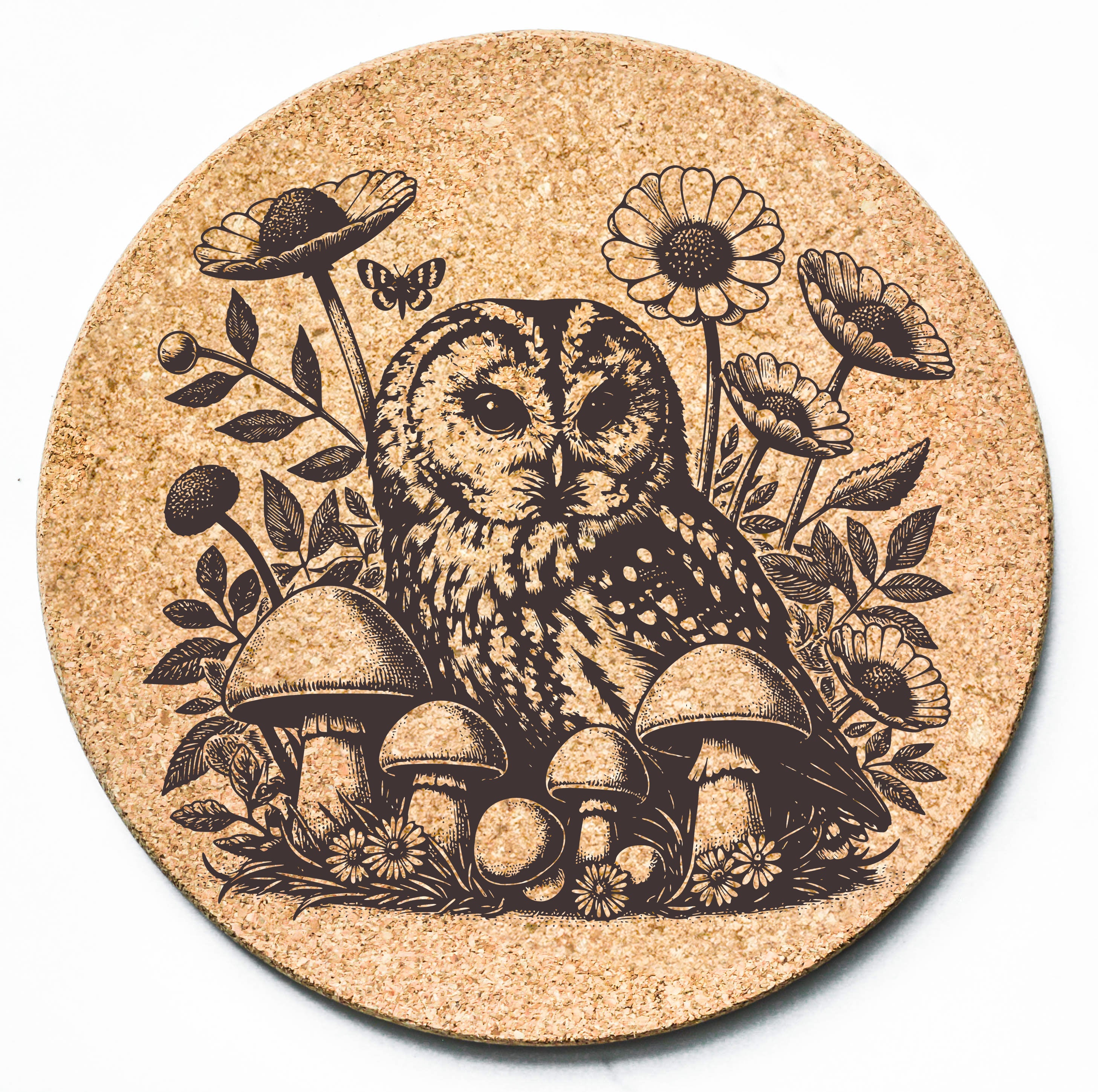 Floral Mushroom Owl Trivet