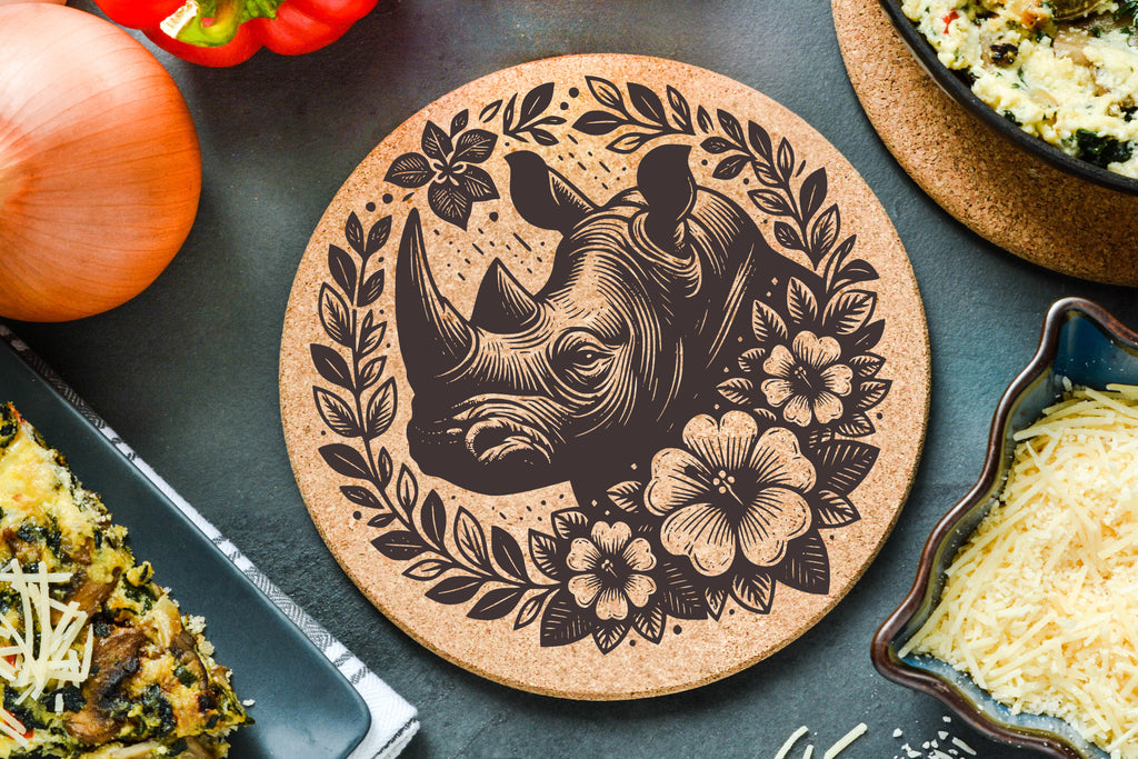 Floral Rhino Trivet