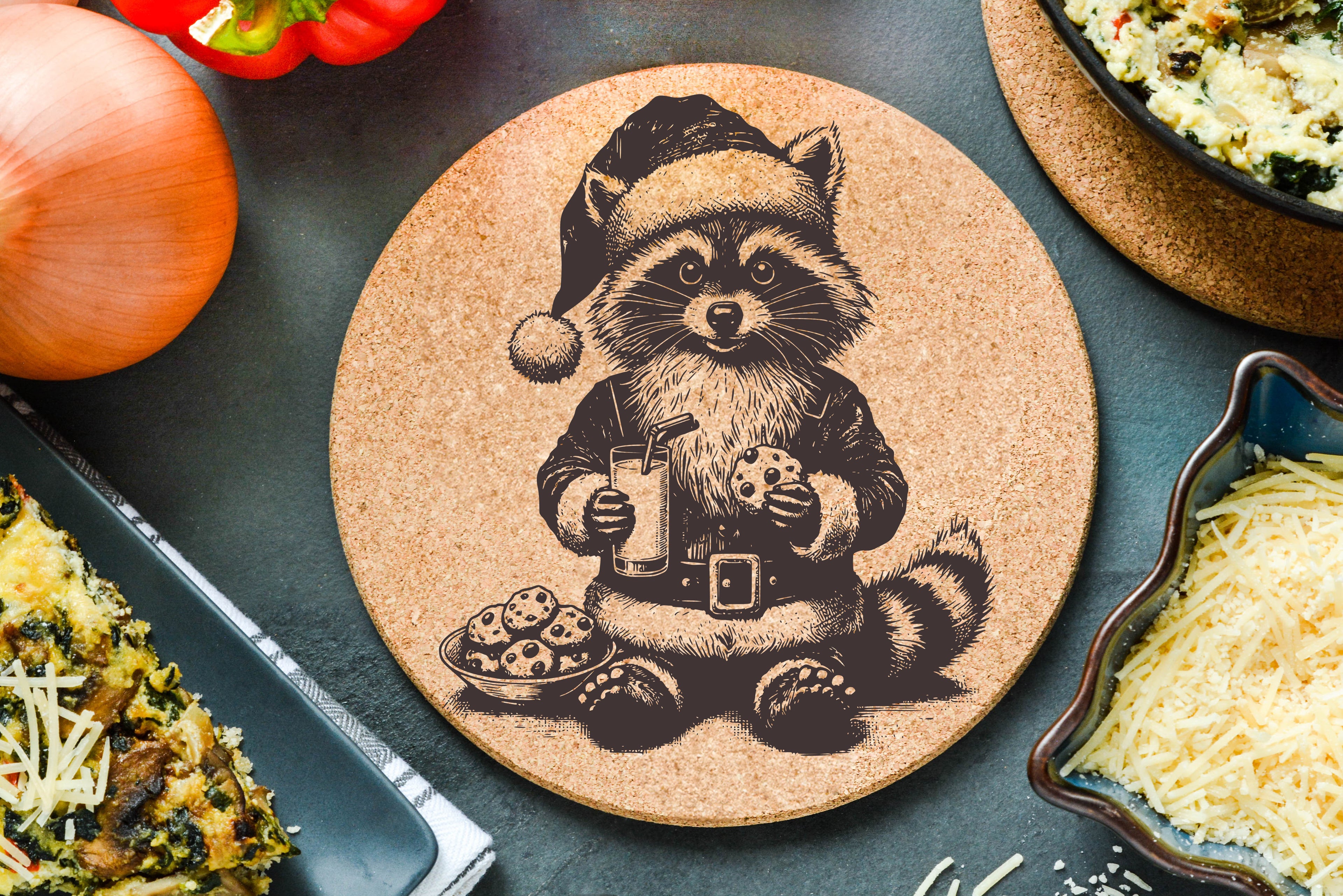 Raccoon Santa Trivet