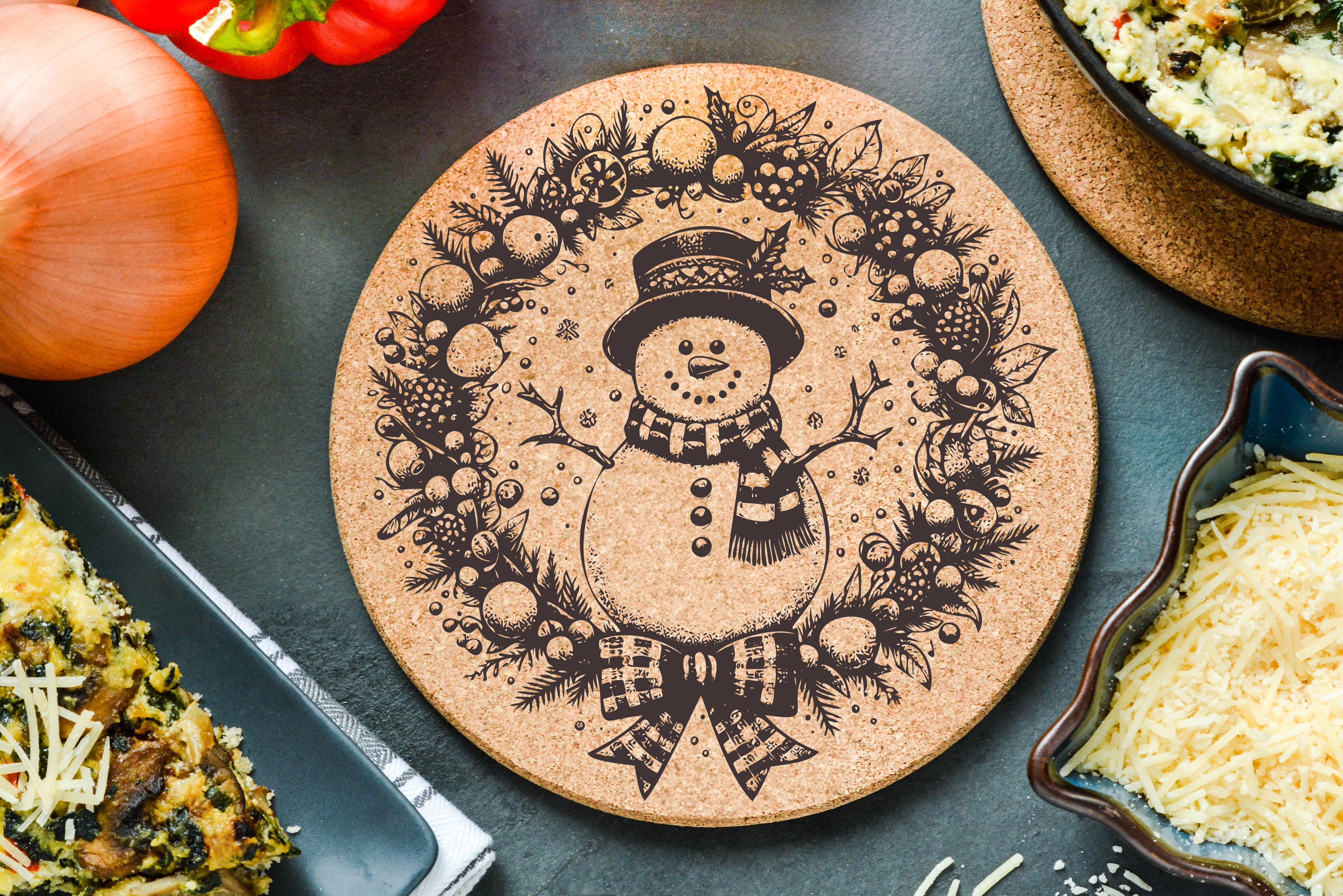 Snowman Wreath Fruit Trivet