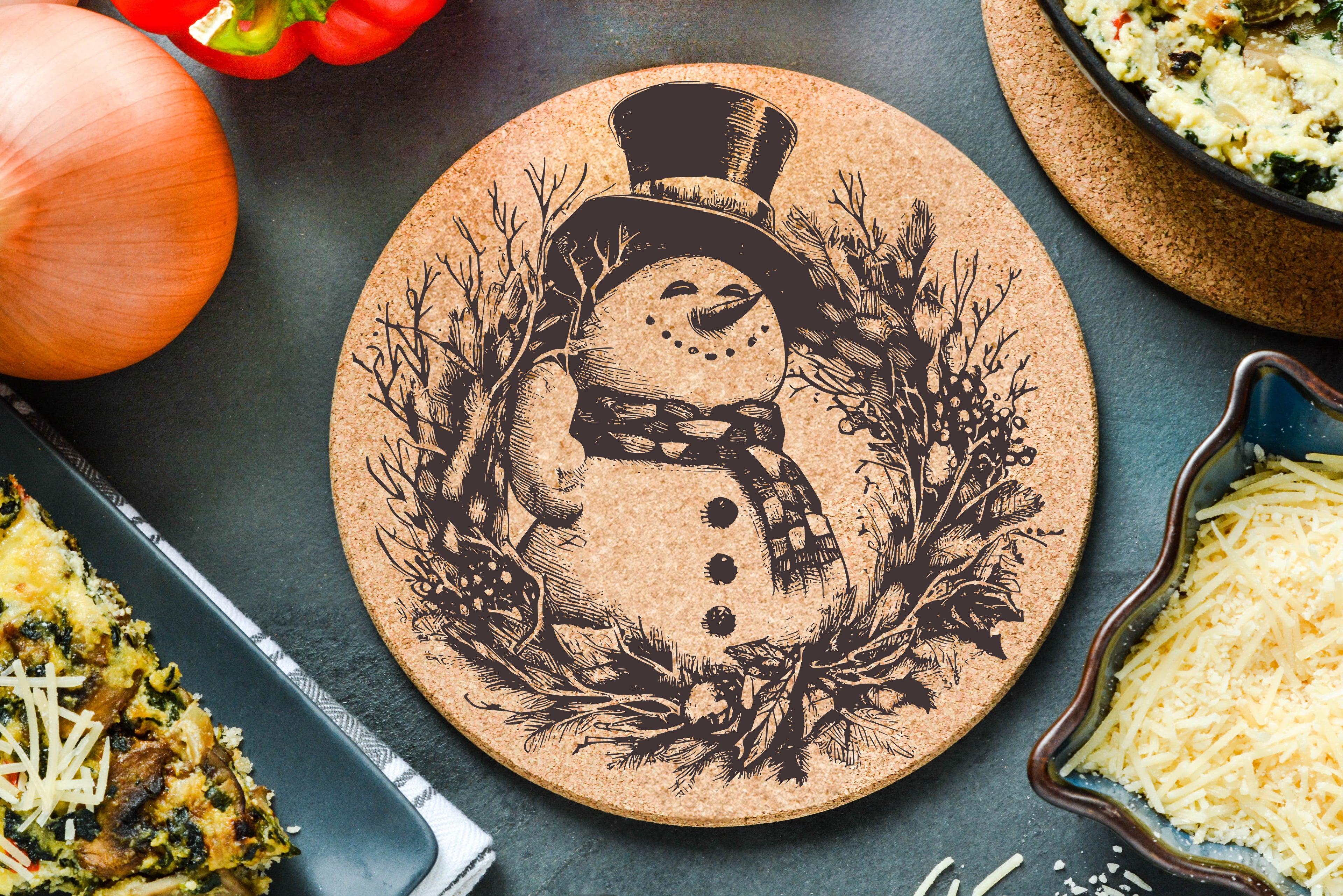 Snowman Wreath Tophat Trivet