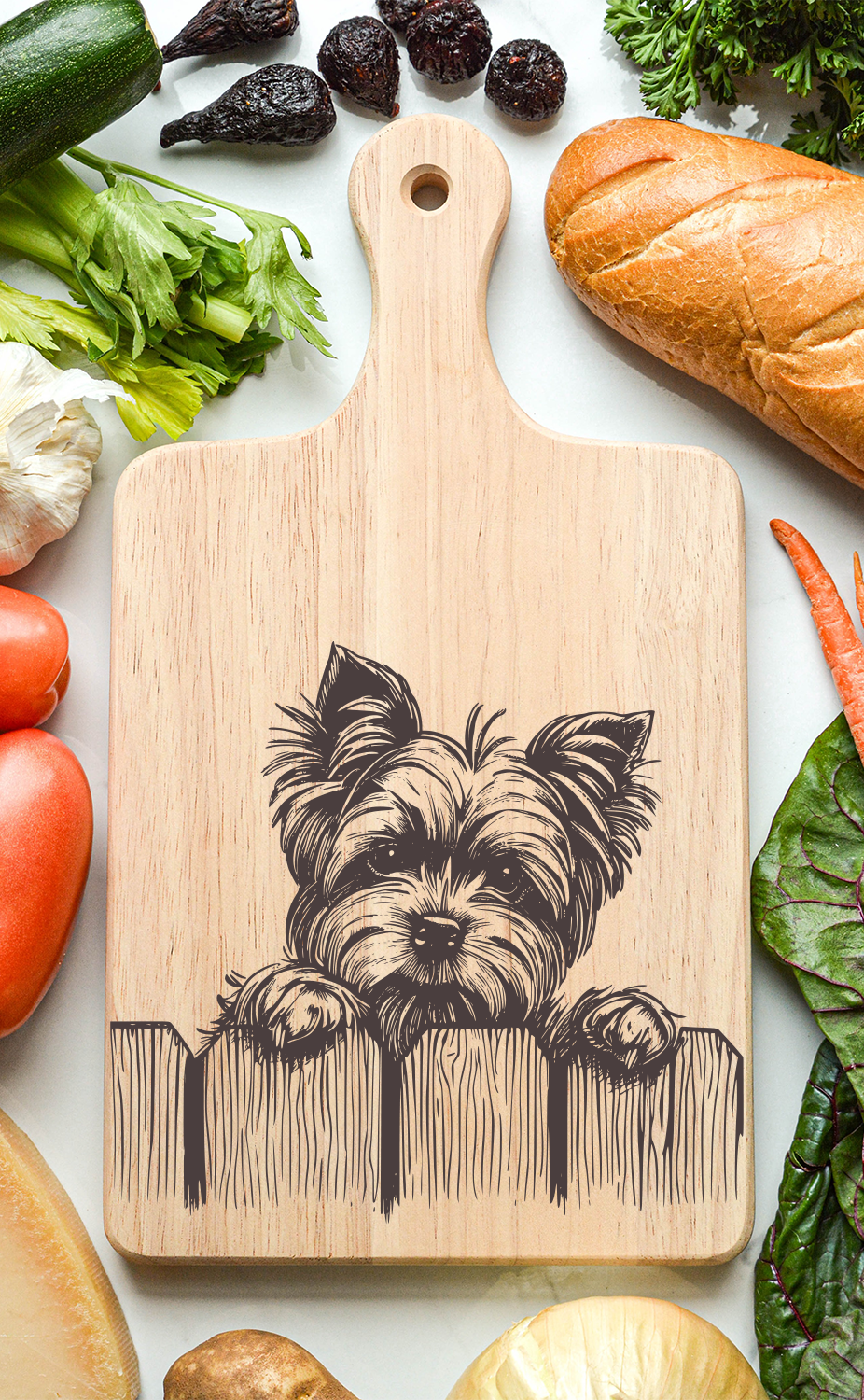 Yorkshire Terrier Yorkie Dog Cutting Cheese Board